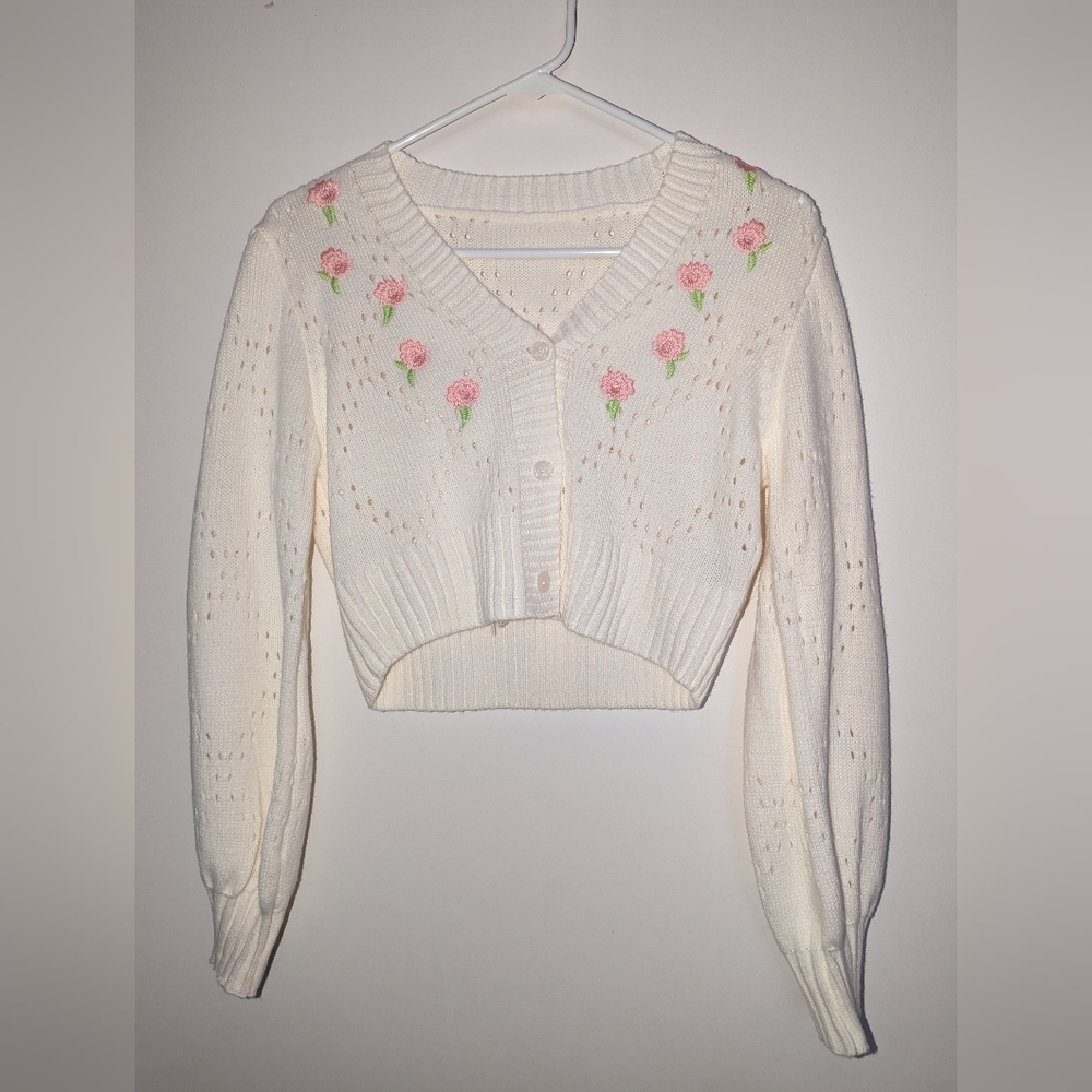 SHEIN Floral Cropped Cardigan